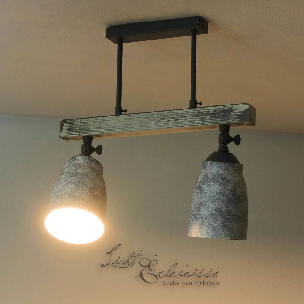 Luminex Vintage Deckenlampe drehbar Shabby Weiß Taupe AGAP* Wohnzimmerlampen|Holzlampen