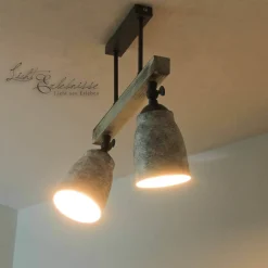 Luminex Vintage Deckenlampe drehbar Shabby Weiß Taupe AGAP* Wohnzimmerlampen|Holzlampen
