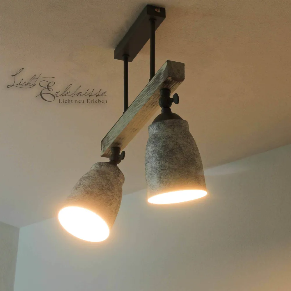 Luminex Vintage Deckenlampe drehbar Shabby Weiß Taupe AGAP* Wohnzimmerlampen|Holzlampen