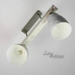 Luminex Vintage Deckenlampe drehbar Shabby Weiß Taupe AGAP* Wohnzimmerlampen|Holzlampen