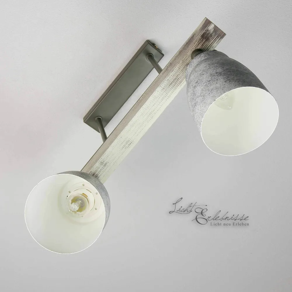 Luminex Vintage Deckenlampe drehbar Shabby Weiß Taupe AGAP* Wohnzimmerlampen|Holzlampen