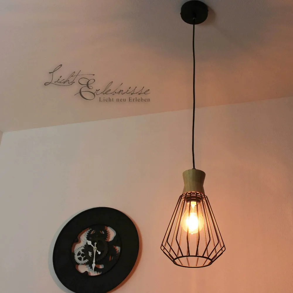 Rabalux Vintage Hängeleuchte E27 in Holz Optik für die Küche* Hängelampen|Esszimmer Lampen