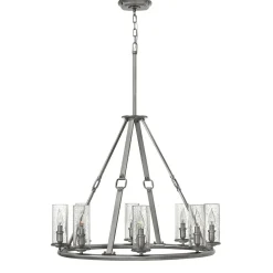 Elstead Vintage Kronleuchter mit Glas Schirm rund verstellbar* Hängelampen|Vintage Lampen