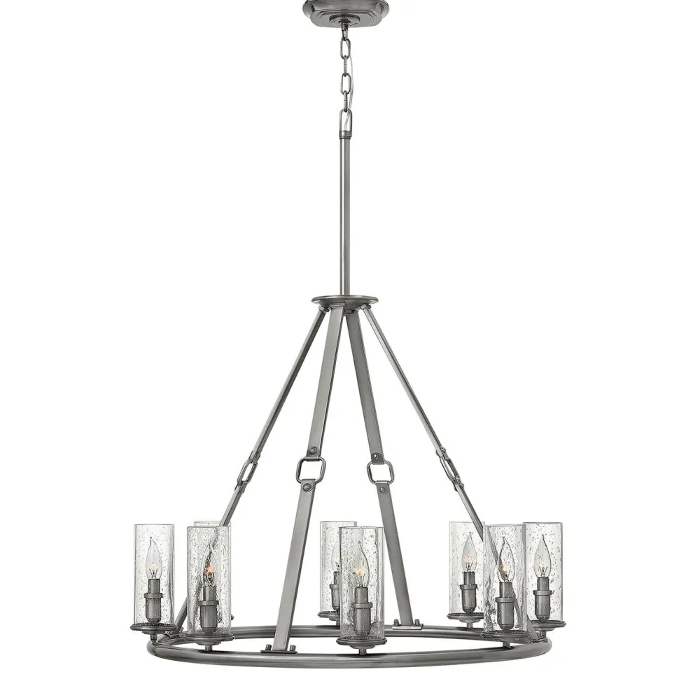 Elstead Vintage Kronleuchter mit Glas Schirm rund verstellbar* Hängelampen|Vintage Lampen