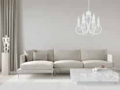 Belis Vintage Kronleuchter Weiß E14 6-flammig Klassisch* Hängelampen|Bürolampen