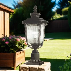 Elstead Vintage Lampe Außen Metall Riffelglas IP44 Garten