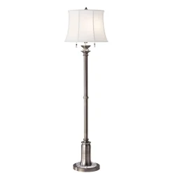 Elstead Vintage Stehlampe JOHA in Nickel 158cm Bodenlampe* Wohnzimmerlampen|Stofflampen