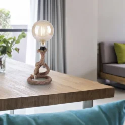 Hot Just Light Vintage Tischleuchte E27 bis 15 W 33 cm Tau Seil