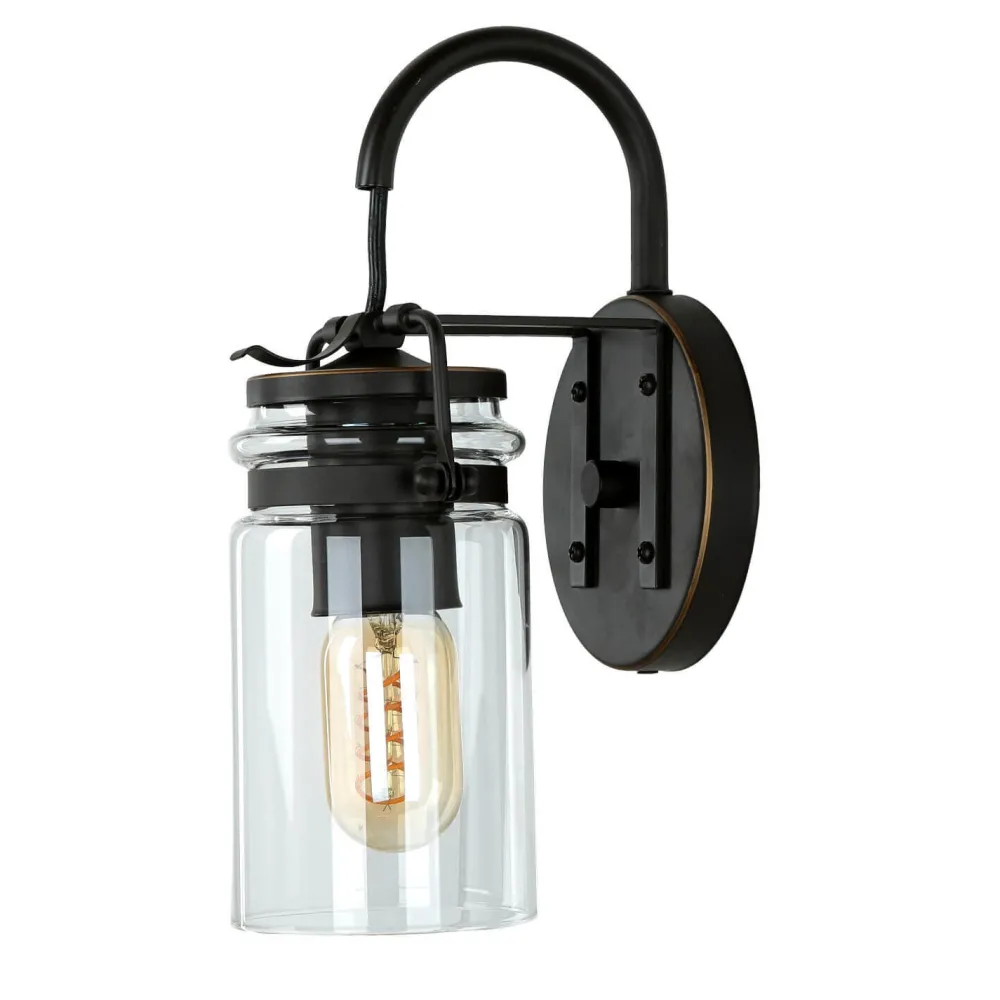 Clearance Elstead Vintage Wandleuchte Industrie Design Glas Schirm