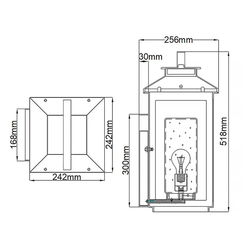 Online Elstead Wand Außenlampe Vintage E27 IP44 H: 51,8 cm Schwarz