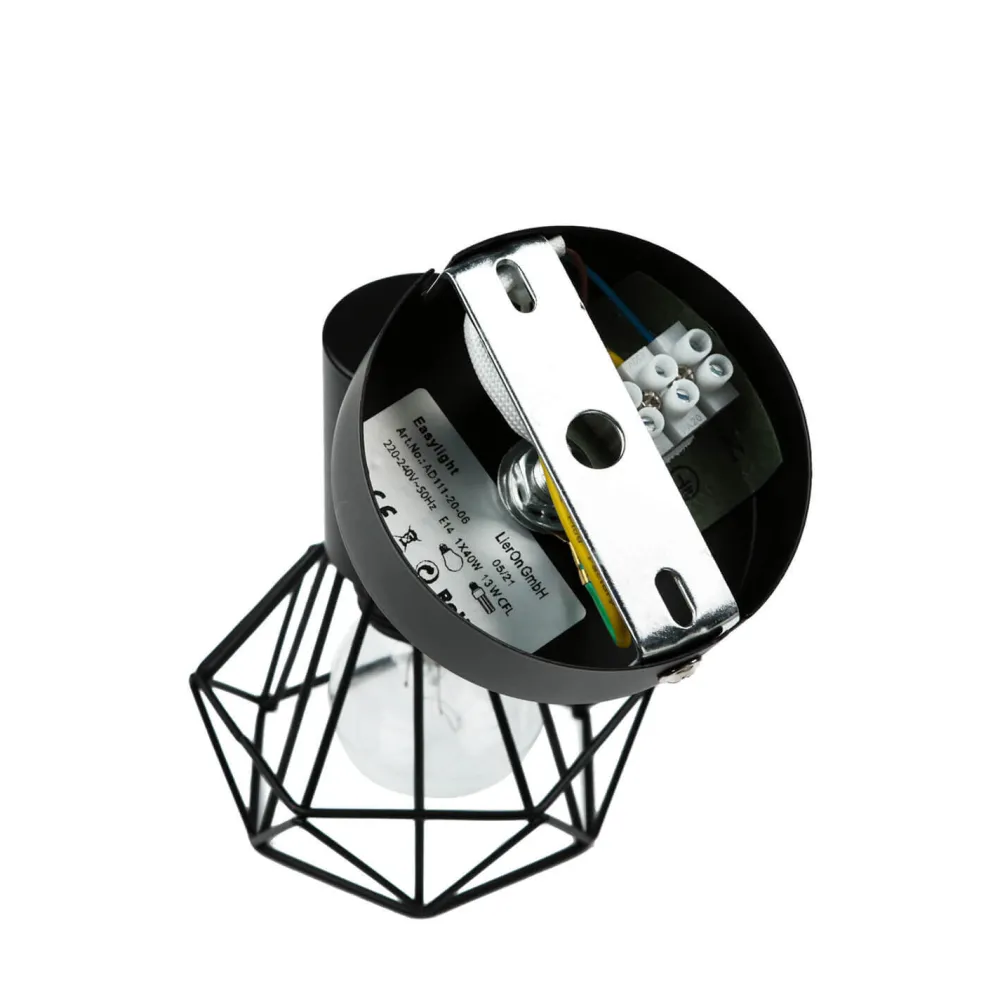 Easylight Wand Spot Metall Retro verstellbar in Schwarz E14* Moderne Lampen|Küchenlampen