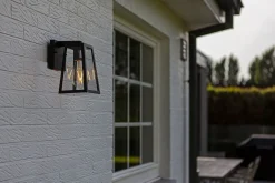 Eco-Light Wandlampe Aluminium Glas E27 IP44 H:21,6 cm Laterne* Metall Lampen|Moderne Außenleuchten