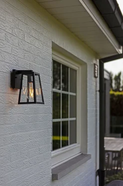 Eco-Light Wandlampe Aluminium Glas E27 IP44 H:21,6 cm Laterne* Metall Lampen|Moderne Außenleuchten