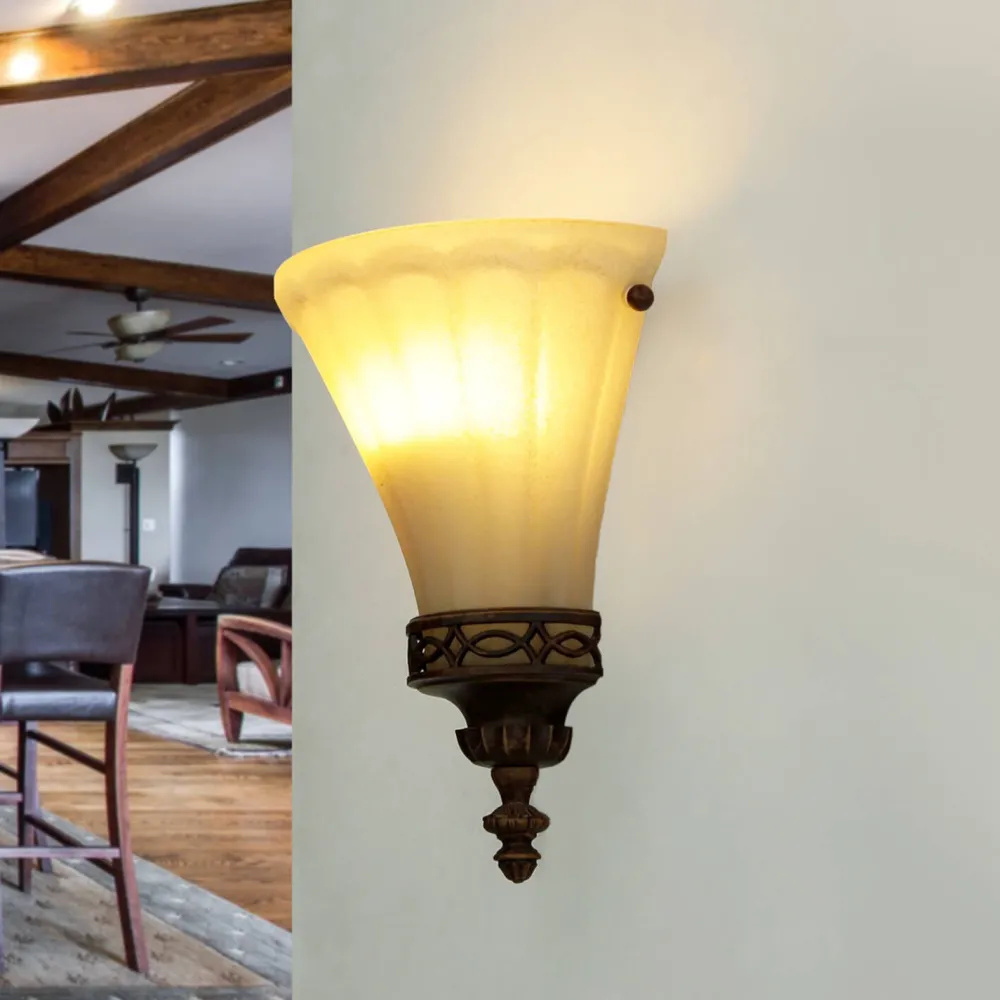 Elstead Wandlampe ANABELL 1 Braun Landhaus Lampe Blendarm* Glaslampen|Designerlampen