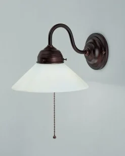 Berliner Messingleuchten Wandlampe Antik Messing Glas Zugschalter E27 Jugendstil* Wohnzimmerlampen|Küchenlampen