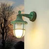 Best Lido Wandlampe außen E27 IP64 Grün antik Glas Echt-Messing