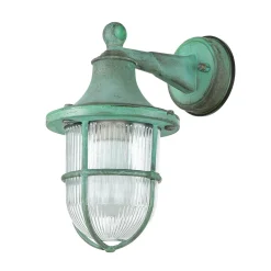 Best Lido Wandlampe außen E27 IP64 Grün antik Glas Echt-Messing