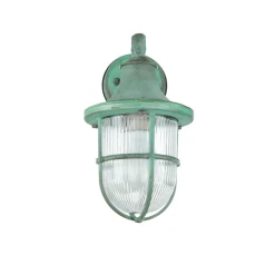 Best Lido Wandlampe außen E27 IP64 Grün antik Glas Echt-Messing