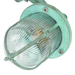 Best Lido Wandlampe außen E27 IP64 Grün antik Glas Echt-Messing
