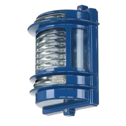 Discount Lido Wandlampe außen E27 IP64 Messing Glas H: 22 cm Blau