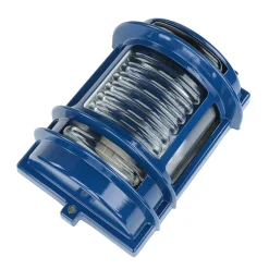 Discount Lido Wandlampe außen E27 IP64 Messing Glas H: 22 cm Blau