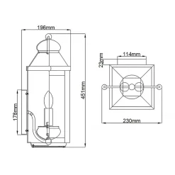 Elstead Wandlampe außen H: 45,1 cm IP44 E14 Aluminium Glas Vintage