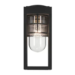 Discount Elstead Wandlampe außen H: 33 cm IP44 Schwarz E27 eckig klein