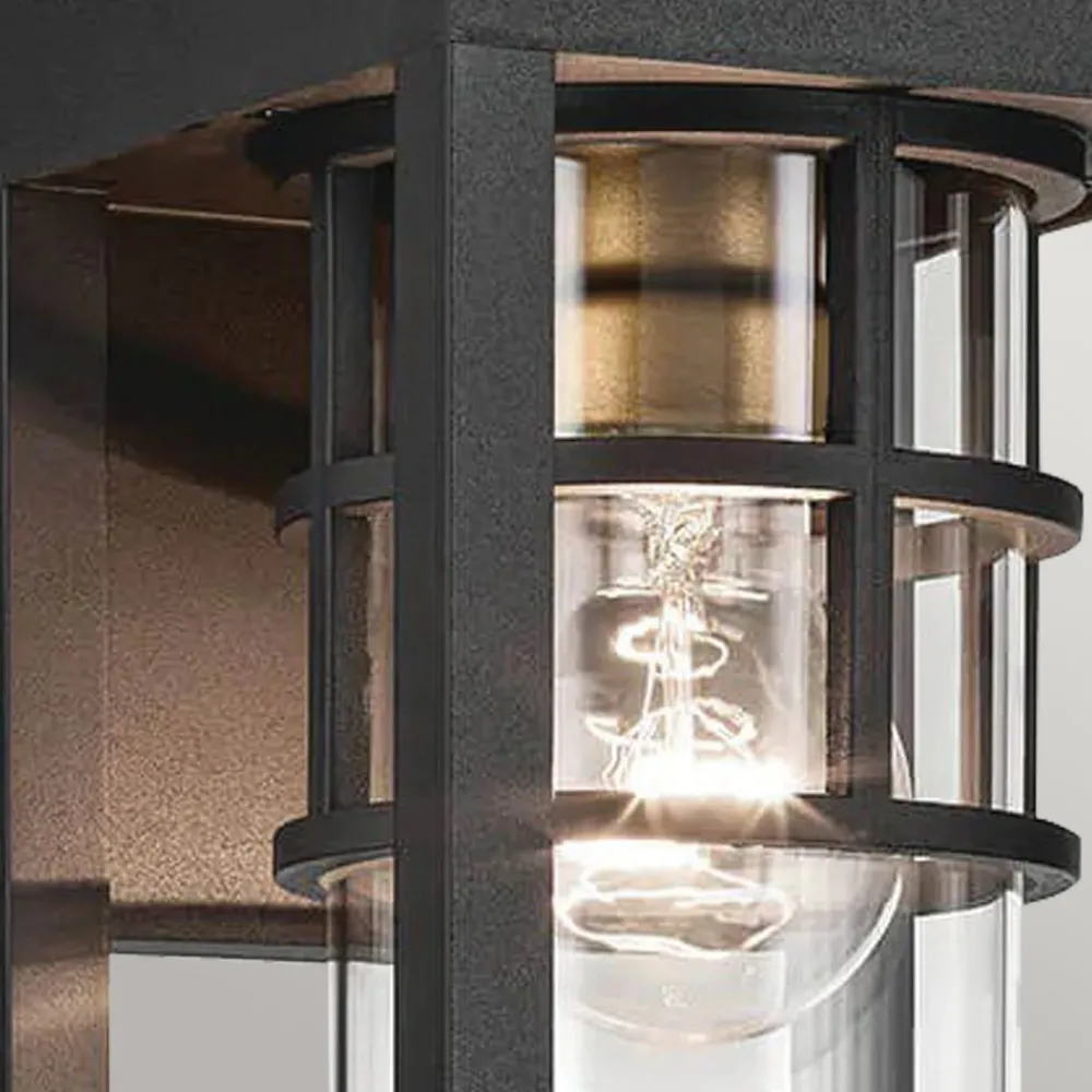 Discount Elstead Wandlampe außen H: 33 cm IP44 Schwarz E27 eckig klein