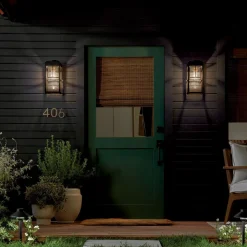 Discount Elstead Wandlampe außen H: 33 cm IP44 Schwarz E27 eckig klein