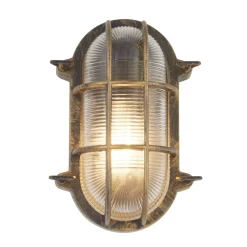 Outlet Searchlight Wandlampe außen IP44 E27 in Gold Antik H: 25 cm Maritim
