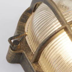 Outlet Searchlight Wandlampe außen IP44 E27 in Gold Antik H: 25 cm Maritim