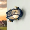 Lido Wandlampe außen IP64 Messing Riffelglas E27 Blau Maritim* Rustikale Lampen|Metall Lampen