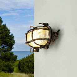 Lido Wandlampe Außen Kupfer Echt-Messing oval IP64* Rustikale Lampen|Metall Lampen