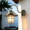 Lido Wandlampe Außen Maritim Messing Riffelglas IP64 Hof* Metall Lampen|Messinglampen