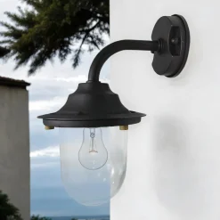 Lido Wandlampe außen Messing Glas E27 IP64 30 cm hoch* Metall Lampen|Messinglampen