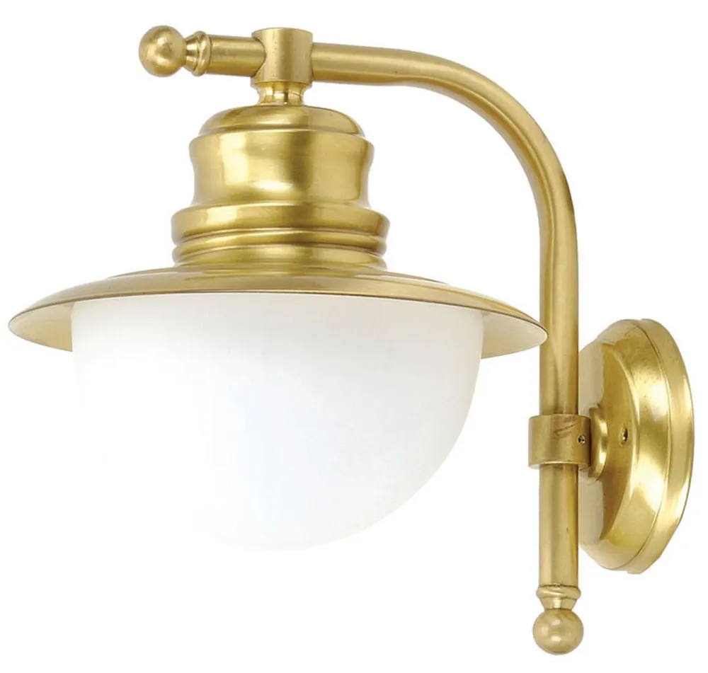 Lido Wandlampe Außen Messing Glas Maritim Balkon Hof* Außenleuchten Antik|Außenleuchten Messing