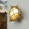 Lido Wandlampe Außen Messing Haus Hof rund Maritim* Rustikale Lampen|Metall Lampen