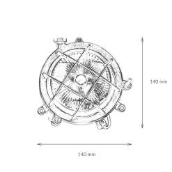 Lido Wandlampe Außen Messing Haus Hof rund Maritim* Rustikale Lampen|Metall Lampen
