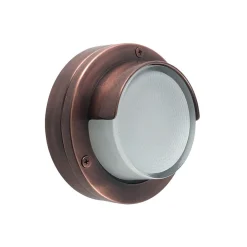 Andromeda Wandlampe außen Messing massiv Glas G9 IP64 rund HYRIA* Außenwandleuchten|Rustikale Lampen