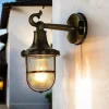 Lido Wandlampe Außen Messing Riffelglas Hof Maritim IP64* Außenwandleuchten|Rustikale Lampen