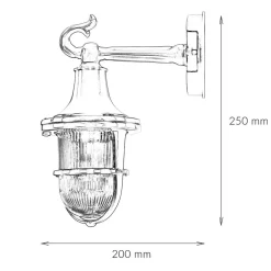 Lido Wandlampe Außen Messing Riffelglas Hof Maritim IP64* Außenwandleuchten|Rustikale Lampen