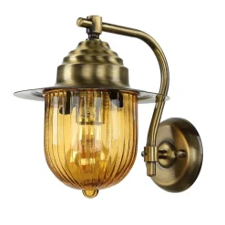 Sale Lido Wandlampe Außen Messing Riffelglas Maritim Hof