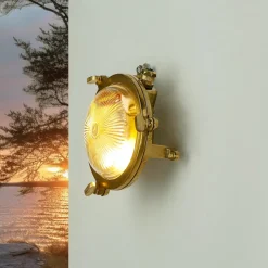 Lido Wandlampe Außen Messing rund IP44 Maritim Haustür* Rustikale Lampen|Metall Lampen