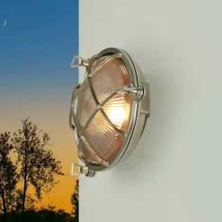 Hot Lido Wandlampe Außen Nickel Echt-Messing IP64 Maritim