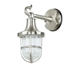 New Lido Wandlampe Außen Nickel Maritim IP64 Echt-Messing