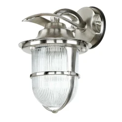 Lido Wandlampe außen Riffelglas Messing in Nickel E27* Außenwandleuchten|Rustikale Lampen