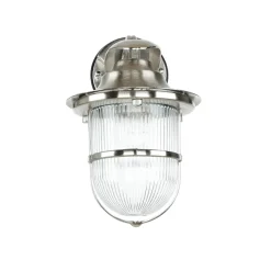 Lido Wandlampe außen Riffelglas Messing in Nickel E27* Außenwandleuchten|Rustikale Lampen