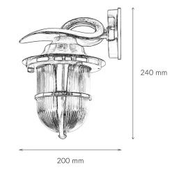 Lido Wandlampe außen Riffelglas Messing in Nickel E27* Außenwandleuchten|Rustikale Lampen