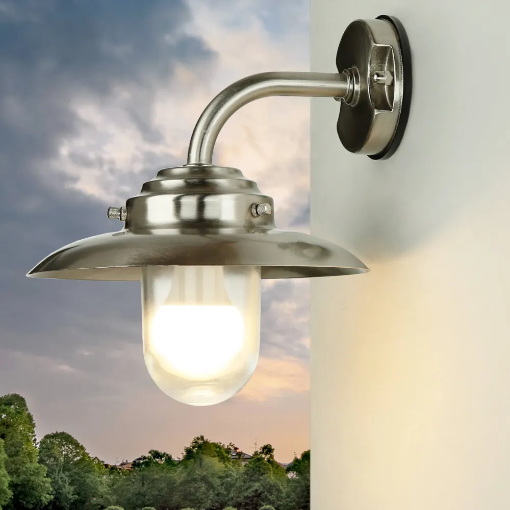 Hot Lido Wandlampe Außen Rustikal Nickel Echt-Messing
