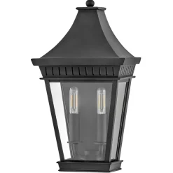 Elstead Wandlampe außen Schwarz E14 IP44 H: 39,4 cm Aluminium Glas